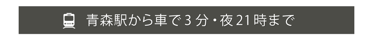青森駅から車で3分・夜21時まで営業